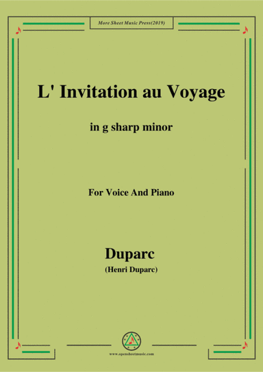 Duparc-L'invitation au voyage in g sharp minor,for Voice and Piano (arr. MSM)