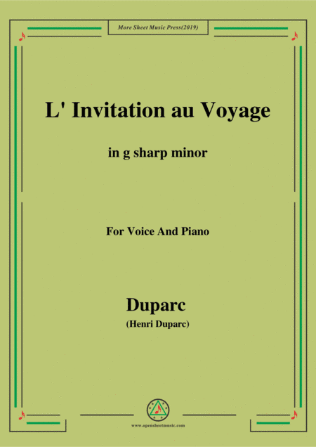 Duparc-L'invitation au voyage in g sharp minor,for Voice and Piano (arr. MSM)