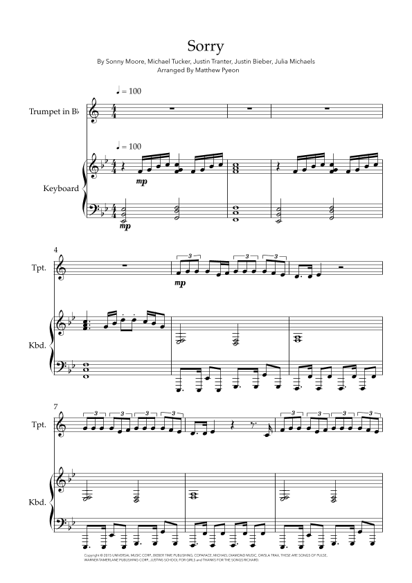Sorry (arr. Matthew pyeon)
