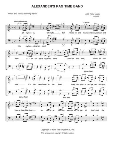 Alexander's Ragtime Band (arr. Walter Latzko)