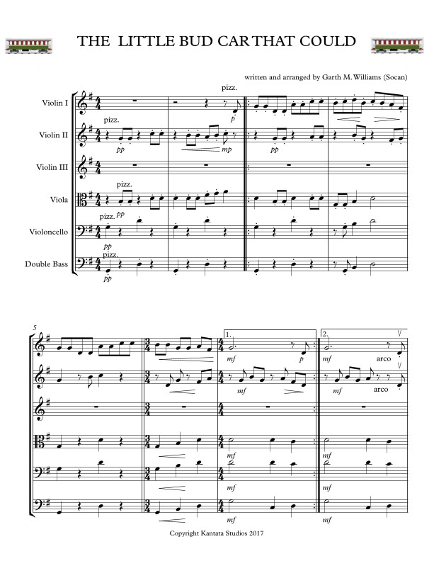 THE LITTLE BUD CAR THAT COULD WRITTEN FOR STRING ORCHESTRA