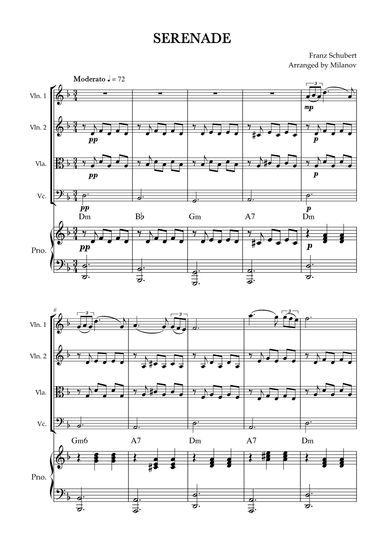 Serenade | Schubert | String Quartet | Piano | Chords (arr. Milanov)