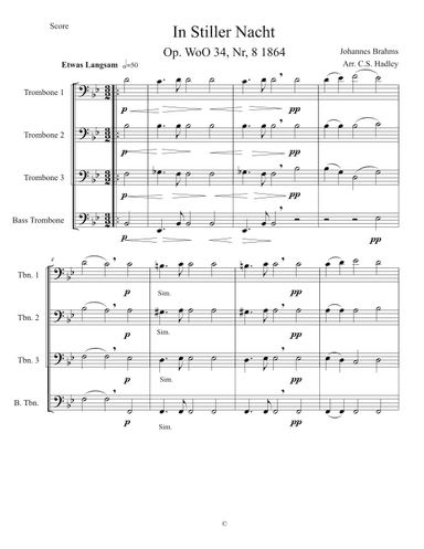 In Stiller Nacht - Score Only (arr. C.S. Hadley)
