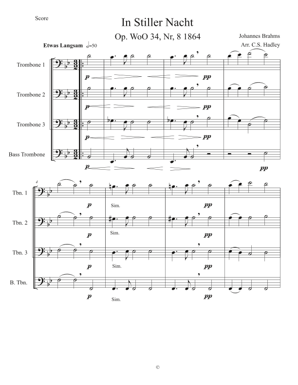 In Stiller Nacht - Score Only (arr. C.S. Hadley)