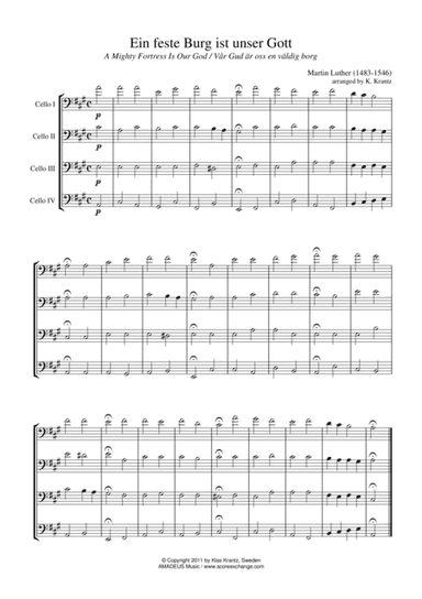 Ein feste Burg ist unser Gott / A Mighty Fortress Is Our God for cello quartet (arr. Klas Krantz)