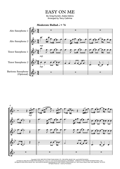 Easy On Me (arr. Terry Cathrine)