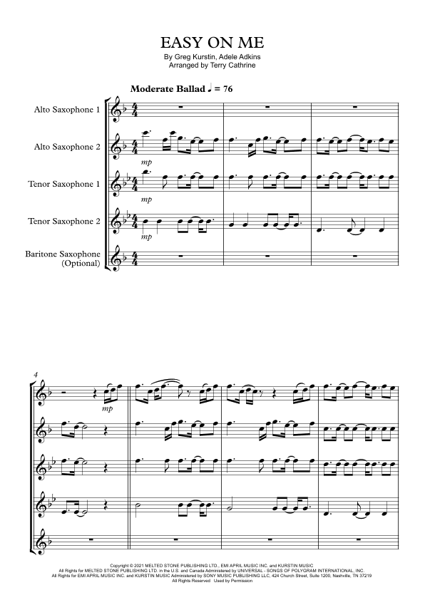 Easy On Me (arr. Terry Cathrine)