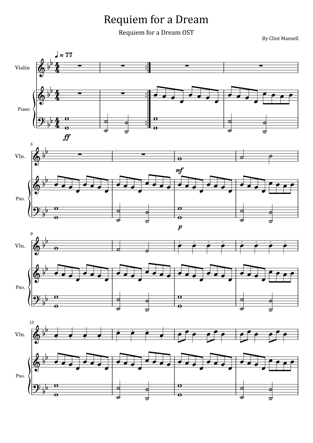 Requiem For A Dream (arr. poon)