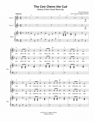 The Cow Chews the Cud Vocal Warm-Up (Unison/2-Part)