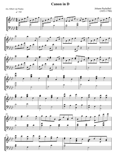 Johann Pachelbel - Canon in D - Ab major key (arr. Albert van Niasky)