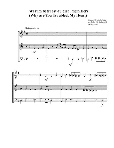 Warum betrubst du dich, mein Herz (Why are You Troubled, My Heart) (arr. Robert S. Wallace, II)
