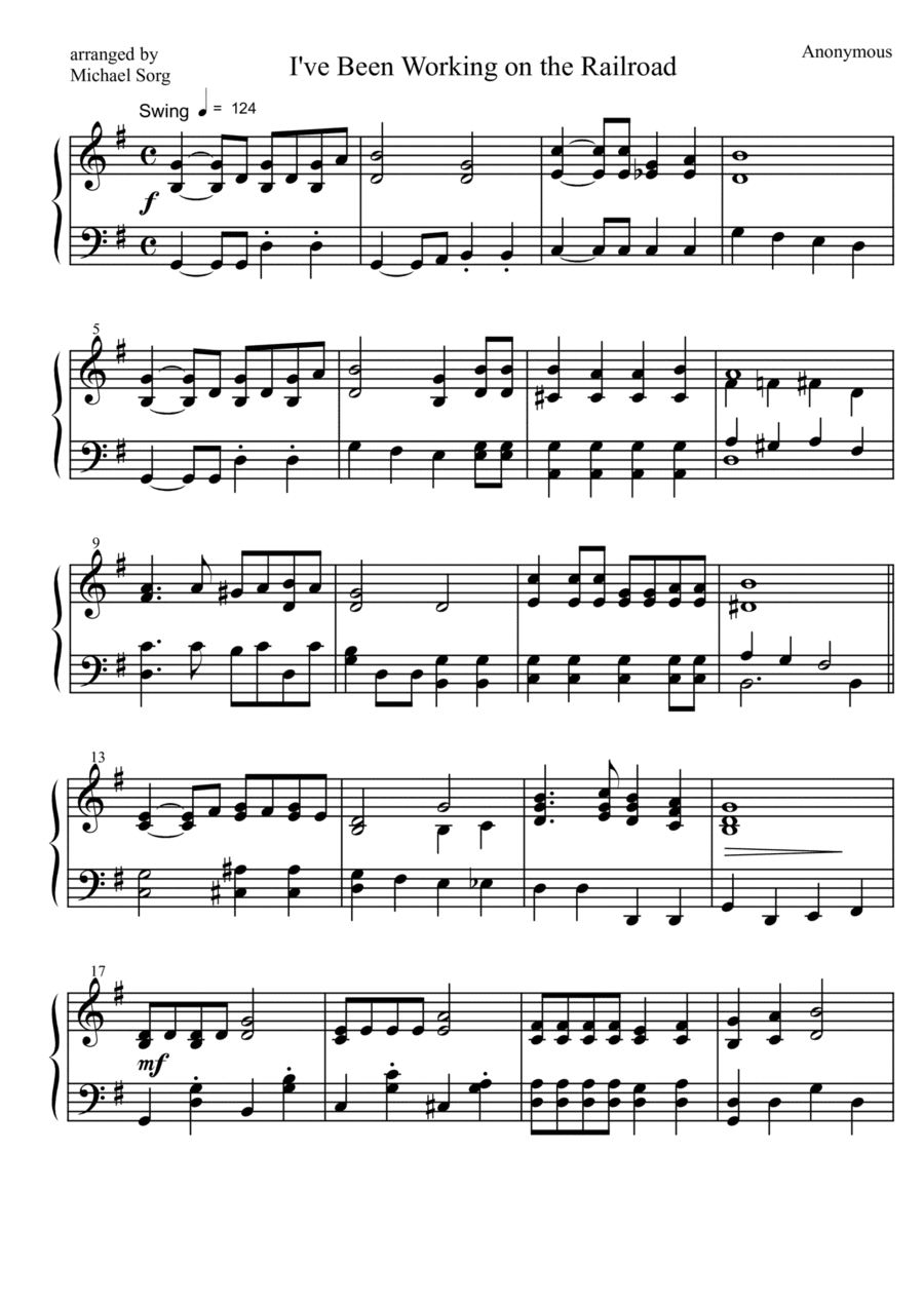 I've Been Working on the Railroad (easy piano) (arr. Michael Sorg)