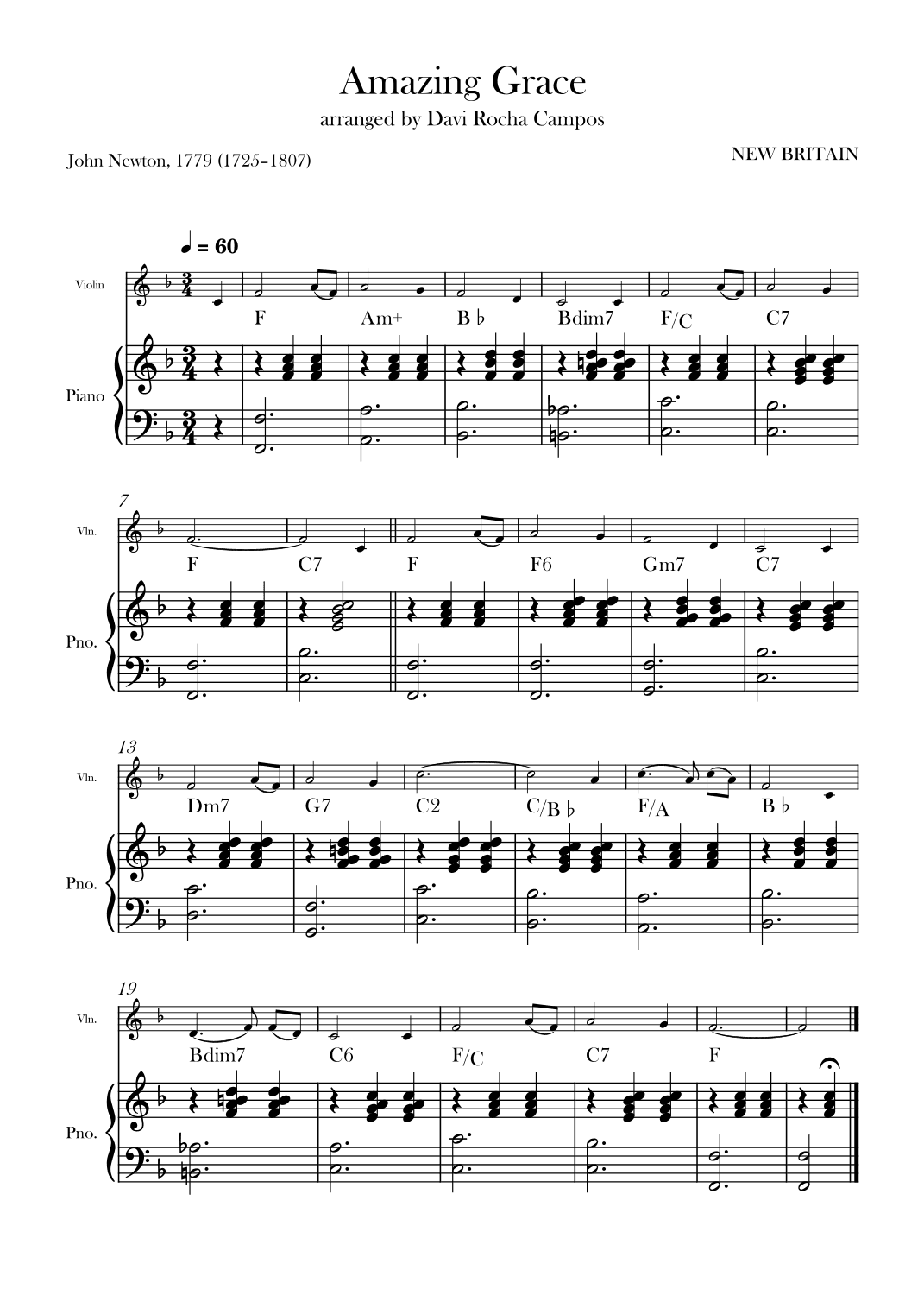 Amazing Grace (arr. Davi Rocha Campos)