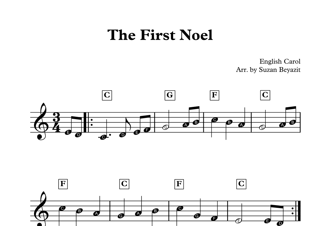 The First Noel (With Big Notes) (arr. Suzan Beyazit)