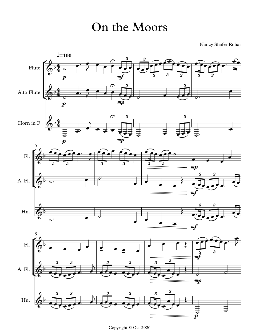On the Moors (for flute and alto flute, with alternate horn part)
