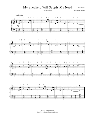 My Shepherd Will Supply My Need - for easy piano (arr. Samuel Stokes)