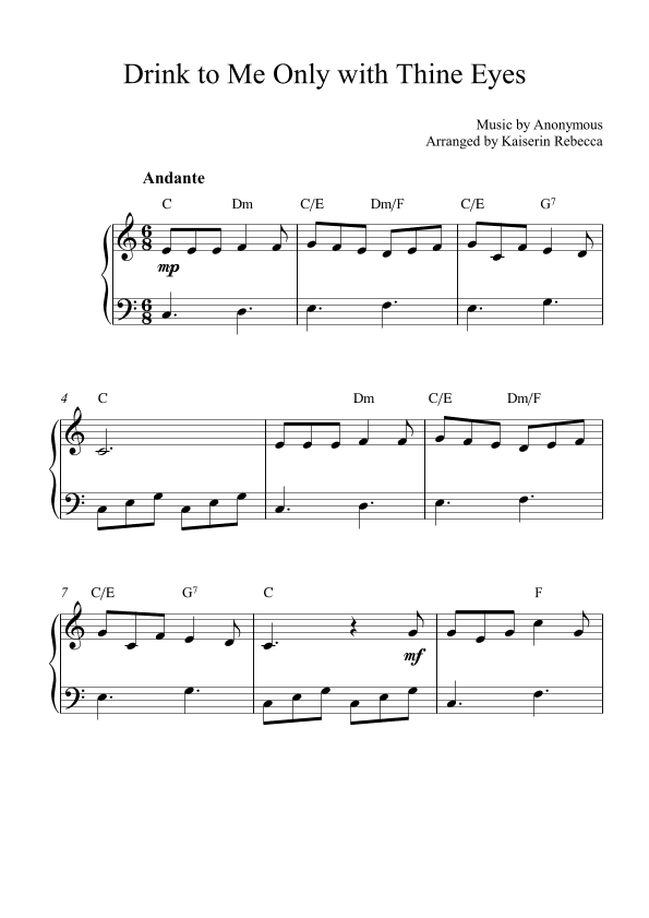 Drink to Me Only with Thine Eyes (arr. Kaiserin Rebecca)