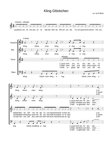 Kling Glöckchen - enjoy a all time favorite German Christmas Song in new and fun-to-sing arrangement (arr. Michael Beier)