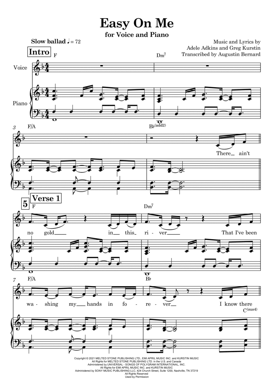 Easy On Me (arr. Augustin Bernard)