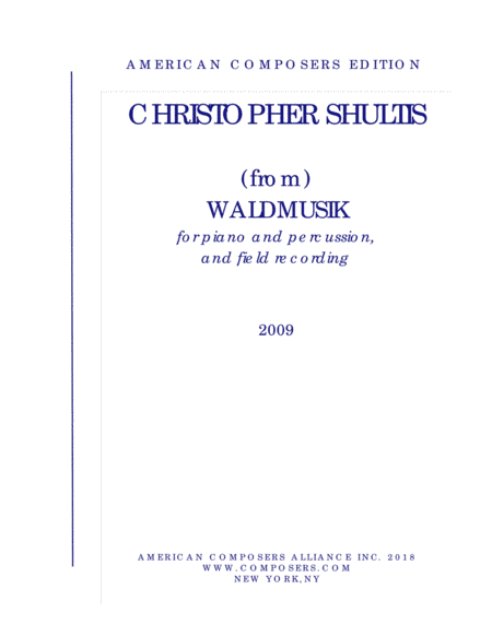[Shultis] From Waldmusik