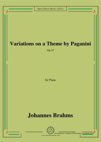 Brahms-Variations on a Theme by Paganini,Op.35,in a minor,for Piano (arr. OSM Press)