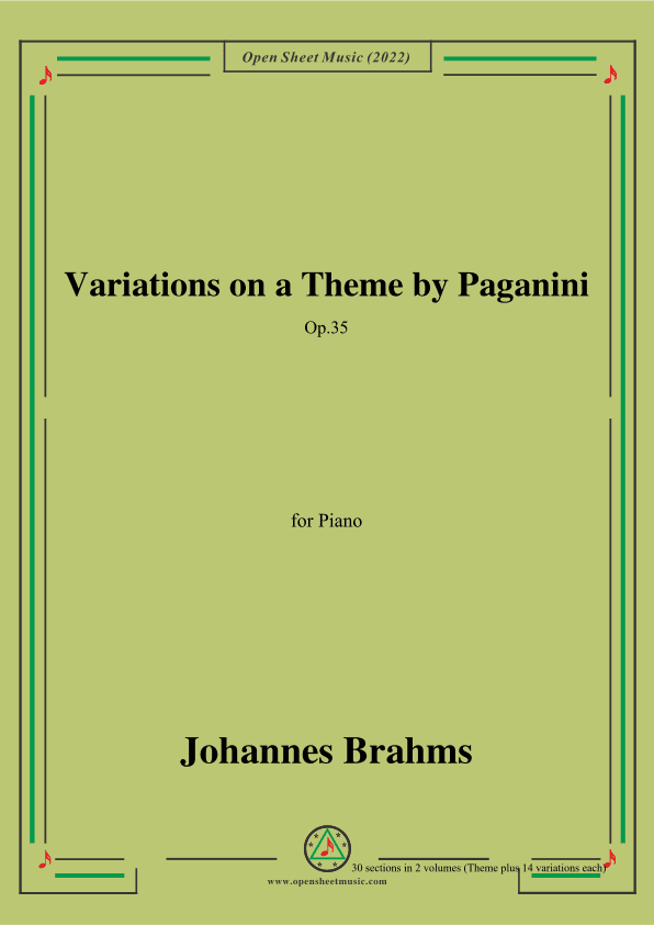 Brahms-Variations on a Theme by Paganini,Op.35,in a minor,for Piano (arr. OSM Press)