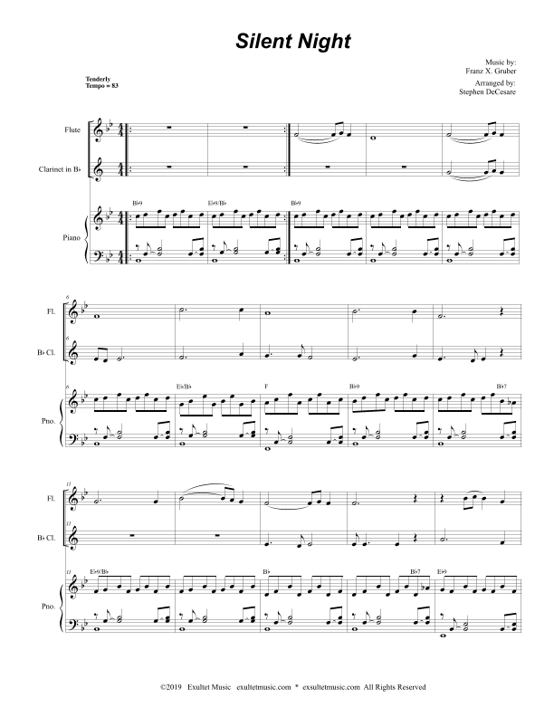Silent Night (Duet for Flute and Bb-Clarinet) (arr. Stephen DeCesare)
