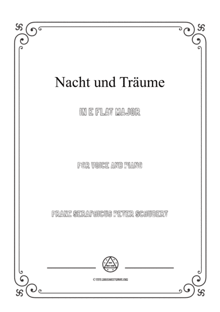 Schubert-Nacht und Träume in E flat Major,for voice and piano (arr. MSM)