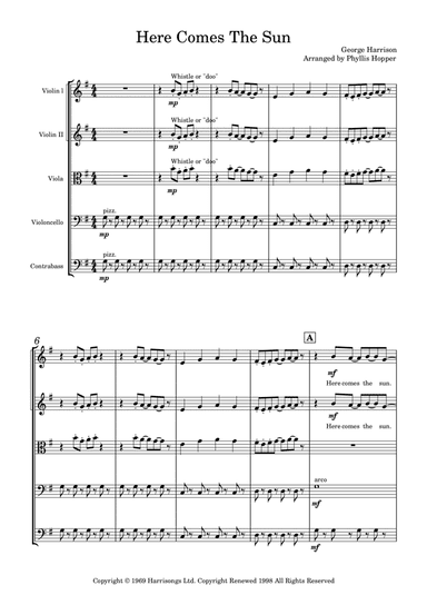 Here Comes The Sun (arr. Phyllis Hopper)
