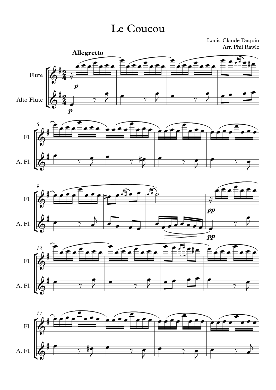 Le Coucou - Flute and Alto Flute duet (arr. Phil Rawle)