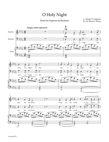 O Holy Night! (Soprano & Baritone Duet) (Db Major) (arr. Ryan F. Henry)