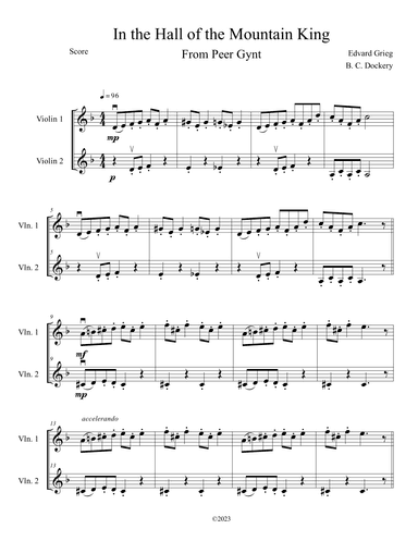 In the Hall of the Mountain King (Violin Duet) (arr. B. C. Dockery)
