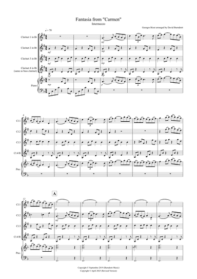 Intermezzo (Fantasia from Carmen) for Clarinet Quartet (arr. David Burndrett)