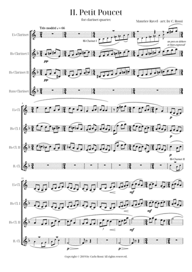 Ma Mère l'Oye - II. Petit Poucet for Clarinet Quartet (arr. Carlo Rossi)