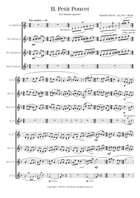 Ma Mère l'Oye - II. Petit Poucet for Clarinet Quartet (arr. Carlo Rossi)
