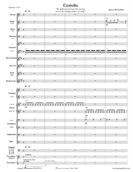 Guthrie: Coriolis for Wind Ensemble - Score Only