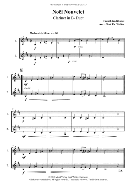 Noel Nouvelet (arr. Gert Th. Walter)