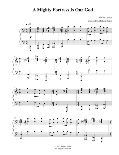 A Mighty Fortress Is Our God (advanced piano solo arrangement) (arr. Raluca Bojor)