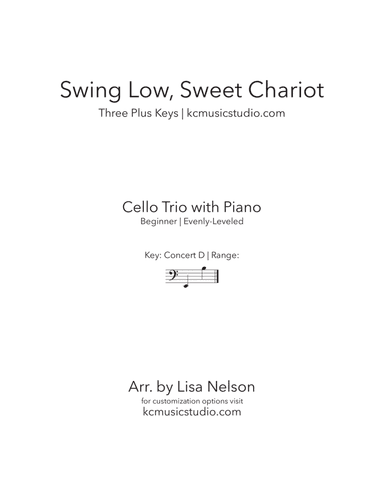 Swing Low, Sweet Chariot - Cello Trio with Piano Accompaniment (arr. Lisa Nelson)