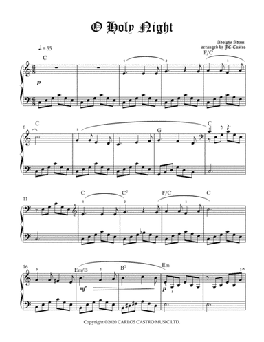 O Holy Night piano solo (arr. J Carlos Castro)