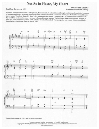 Not So in Haste, My Heart (arr. Lyndell Leatherman)