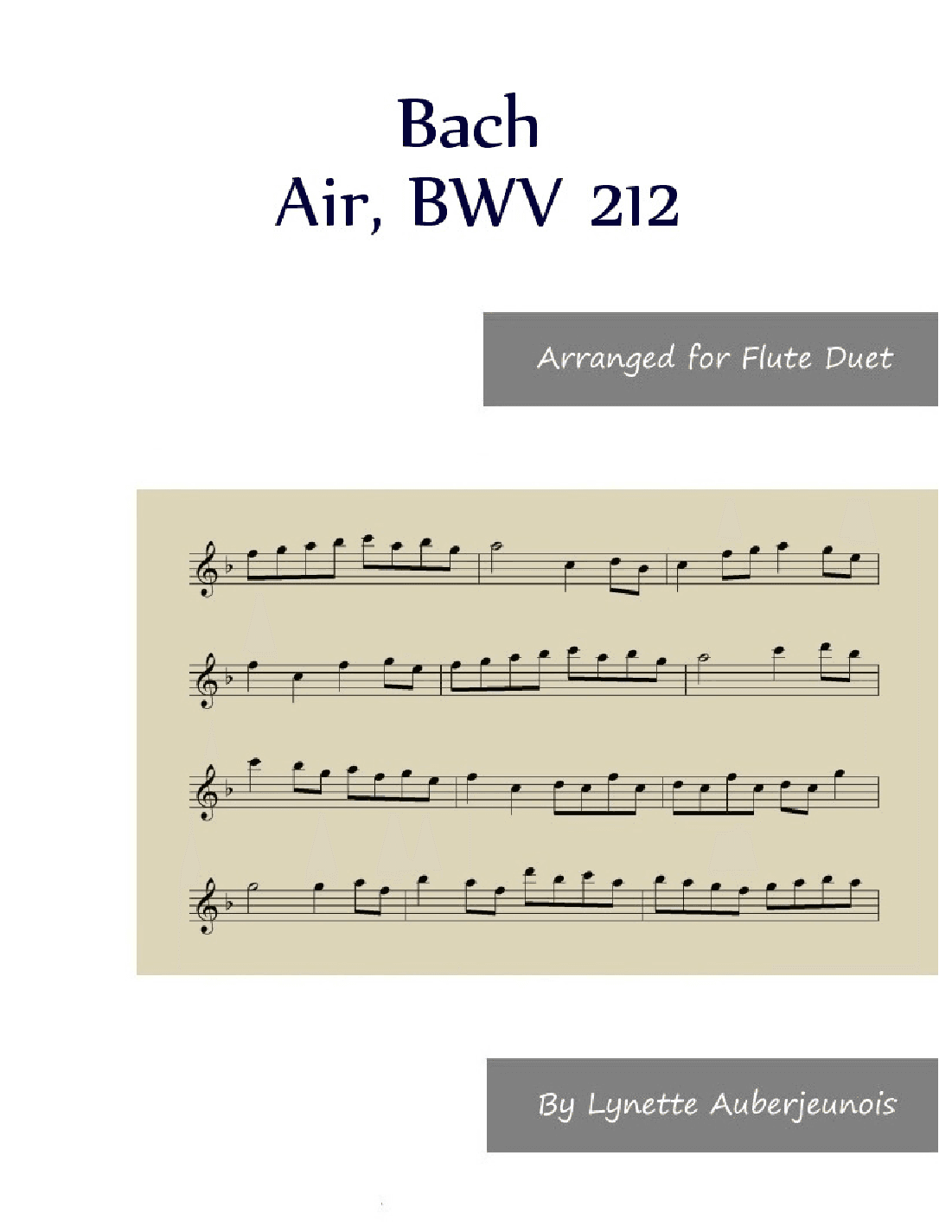 Air, BWV 212 - Flute Duet (arr. Lynette Auberjeunois)
