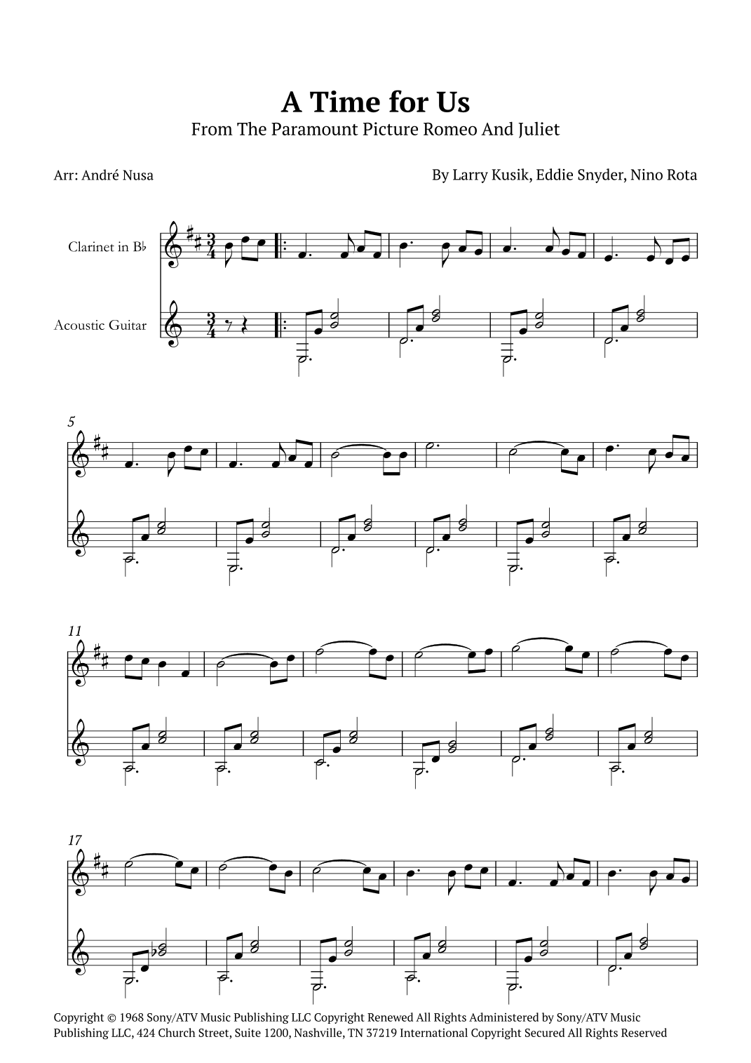 A Time For Us (love Theme) (arr. André Nusa)
