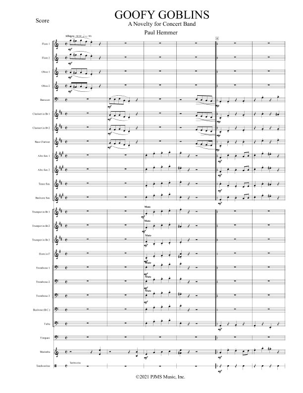 Goofy Goblins - Novelty for Concert Band