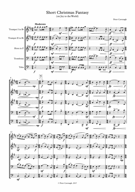 Short Christmas Fantasy (on Joy to the World) for Brass Quintet 2017 Holiday Contest Entry