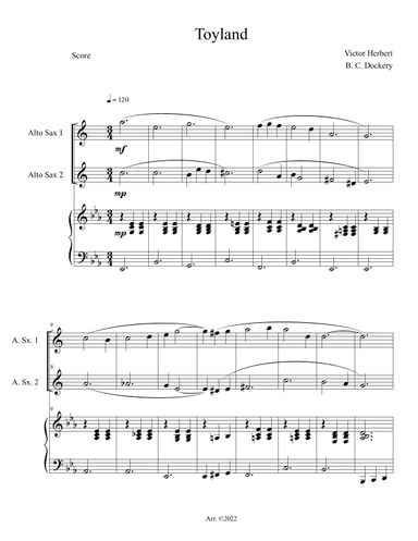 Toyland (Alto Sax Duet with Piano Accompaniment) (arr. B. C. Dockery)