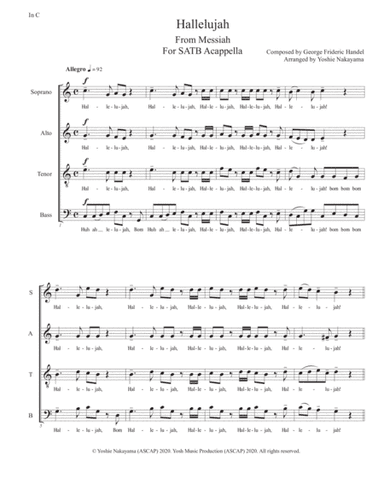 Hallelujah from Messiah in C - SATB Acappella (arr. Yoshie Nakayama)