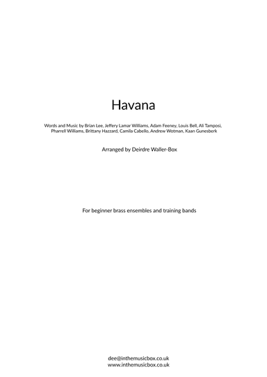 Havana (arr. Deirdre Waller-Box)