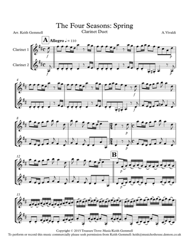 The Four Seasons (Spring): Clarinet Duet (arr. Keith Gemmell)
