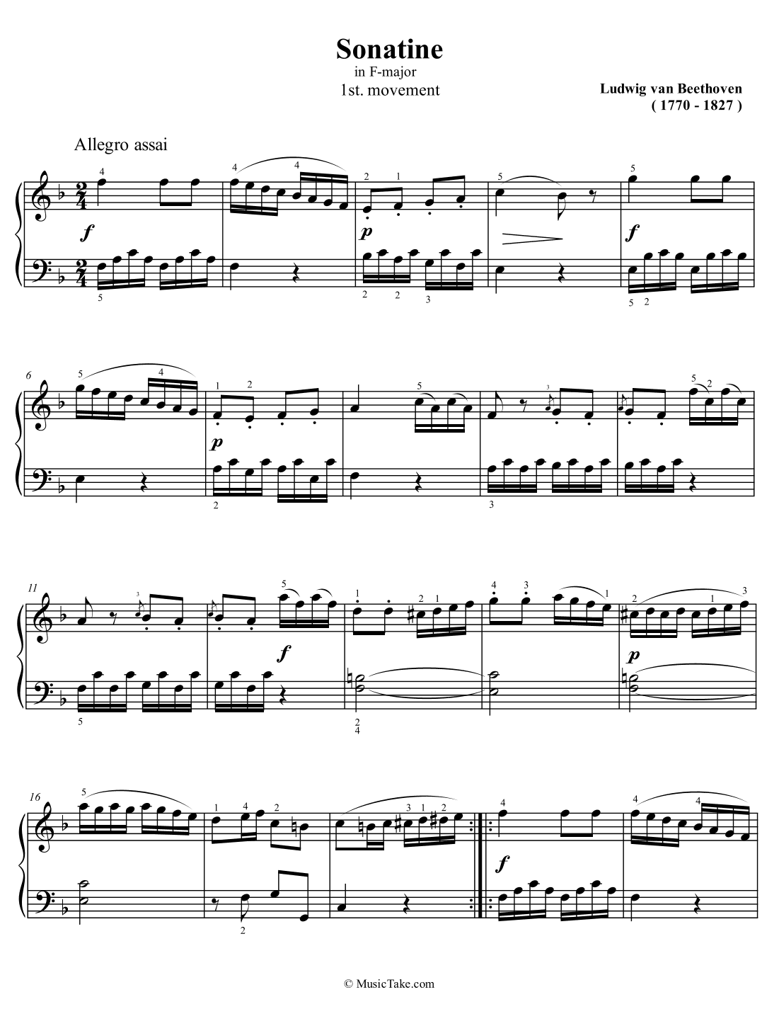 Beethoven Sonatina in F Major 1st movement (arr. Ben Choupak)
